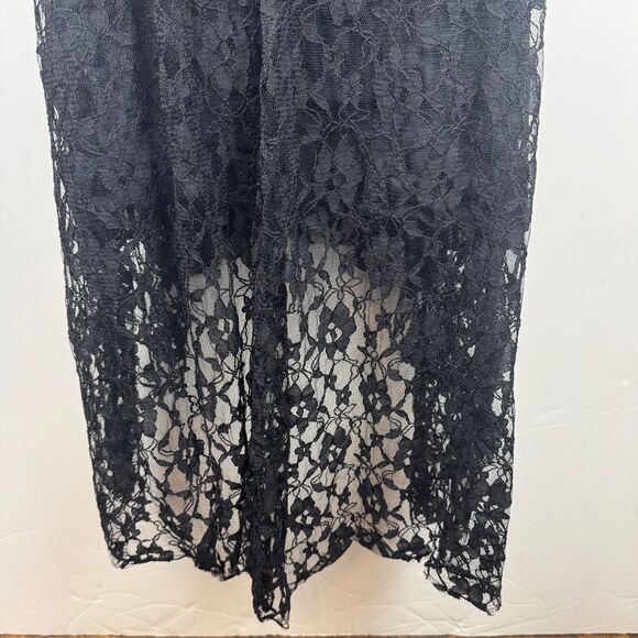 Free People Black Whimsygoth Embroidered Babydoll Dress High Low Hem Size Small - Picture 9 of 16